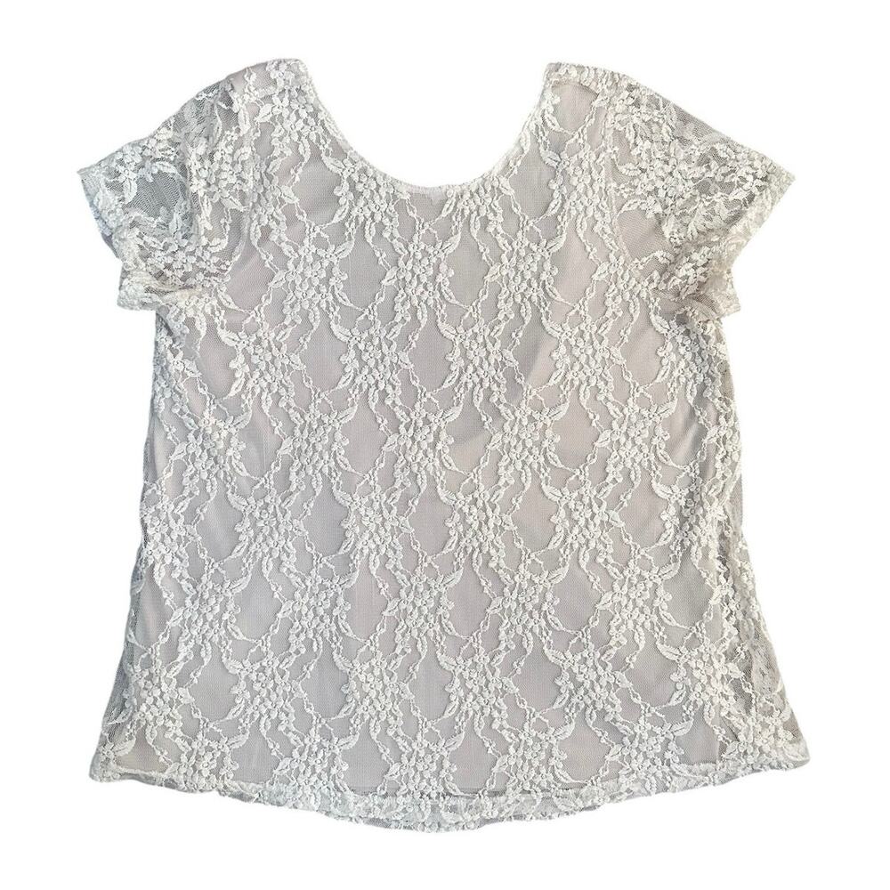Show Me Your Mumu Cream Lace Cap Sleeve Top Small Backless Lined Boho Romantic